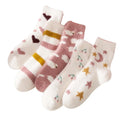 Autumn and Winter Coral Velvet Socks Cute Home Sleep Warm Mid-tube Socks love Moon Floor Socks