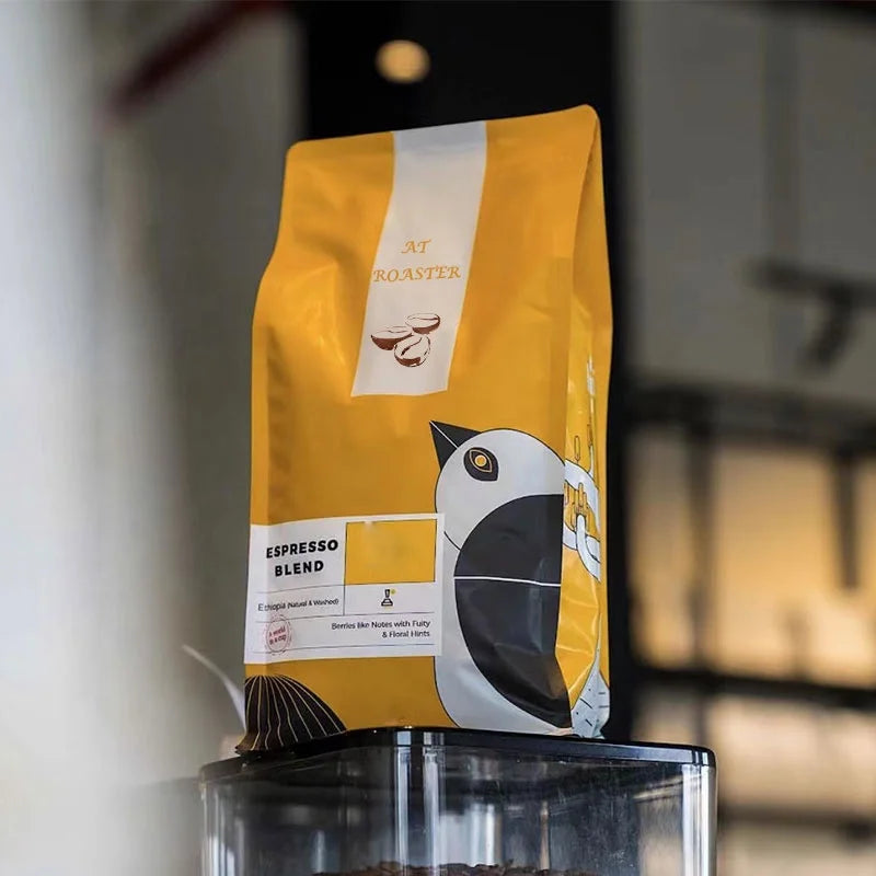 AT PACK Custom Printed 5lb Coffee Bag with Valve Eco-Friendly Resealable Flat Bottom Gusset for Food Industry Wholesale