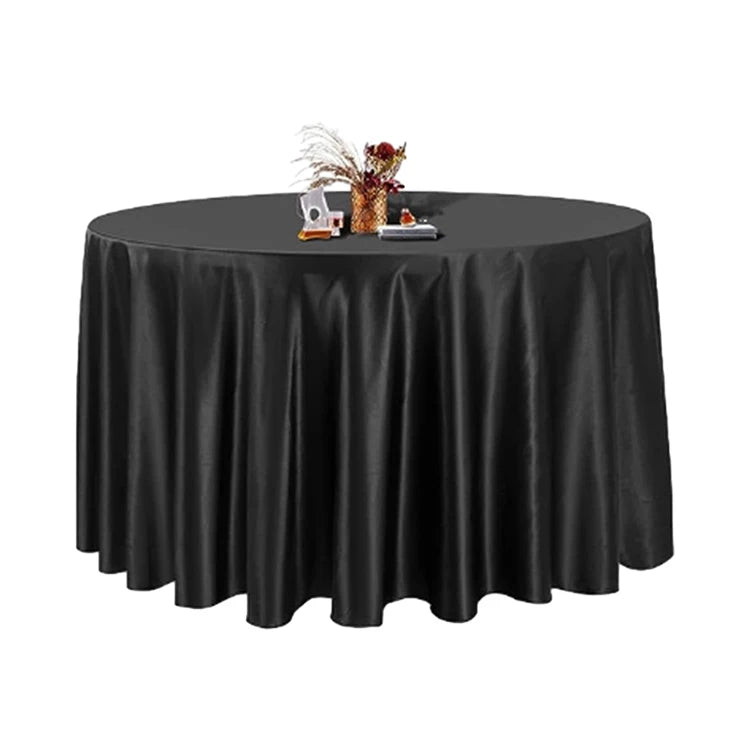 Custom Satin Round Tablecloth Party White Luxury Printed Wedding Table Cloth for Banquet