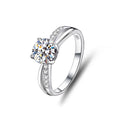GRA Certification 925 Sterling Silver Moissanite Ring High-end Twist Arm Cross Ring Hollow Four-claw Classic Crown Proposal Ring