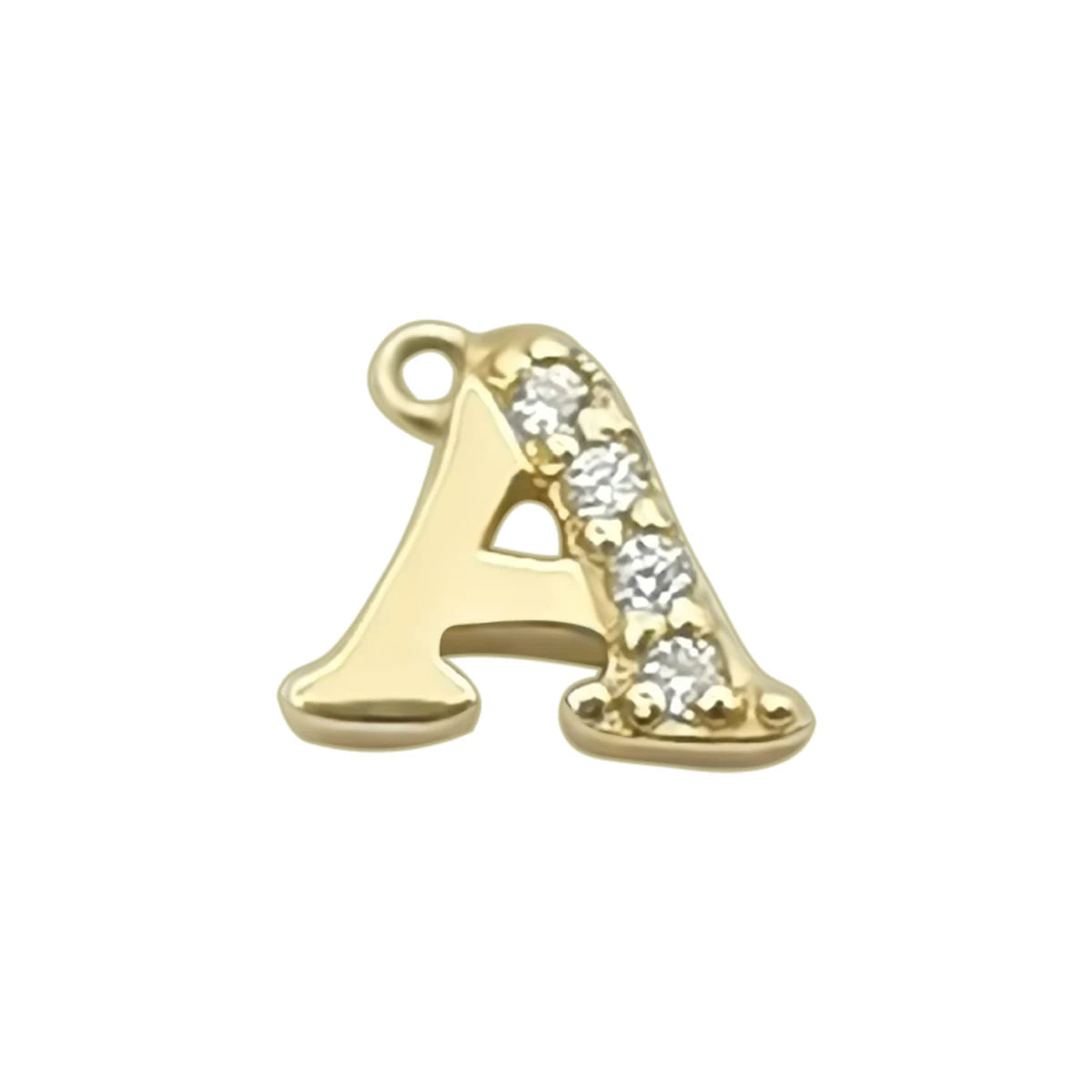AU375 9K Gold Necklace Initial A-Z Pedant Charms Zircon Stone Tiny Fine Jewelry