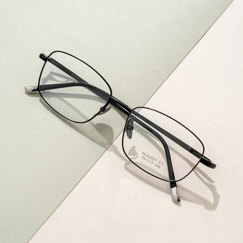Chic Durable Semi-Titanium Square Eyeglass Frame for Adults Daily Work and Casual Use with Custom Logo Option