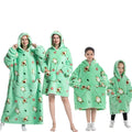Women's Oversized Hoodie Pajamas Set Winter Flannel Fleece Blanket Giant Pocket Family Composite Warm Clothing Lazy TV Wearable