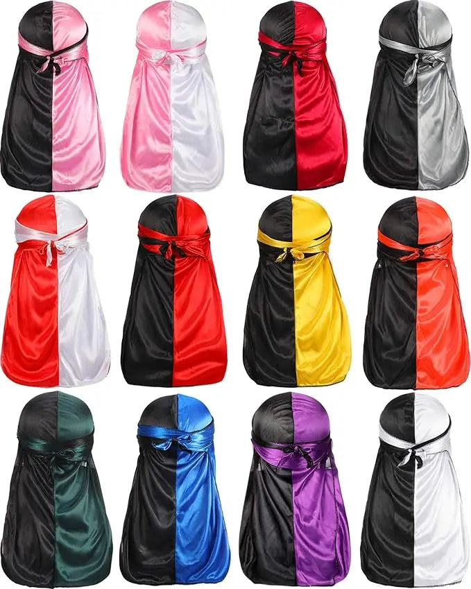 Custom Silky Durag Pirate Cap Long Tail Headwraps for Men and Women Silky Durag Hip Hop Rapper Doo Rag Sleep Hat