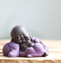 Handmade Smiling Laughing Little Monk Tea Pet Ceramic Buddha Statue for Home Car Decor