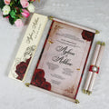Creative India Scroll Wedding Invitations Card with Box Colorful Ink Printing Rose Theme Wedding Cards