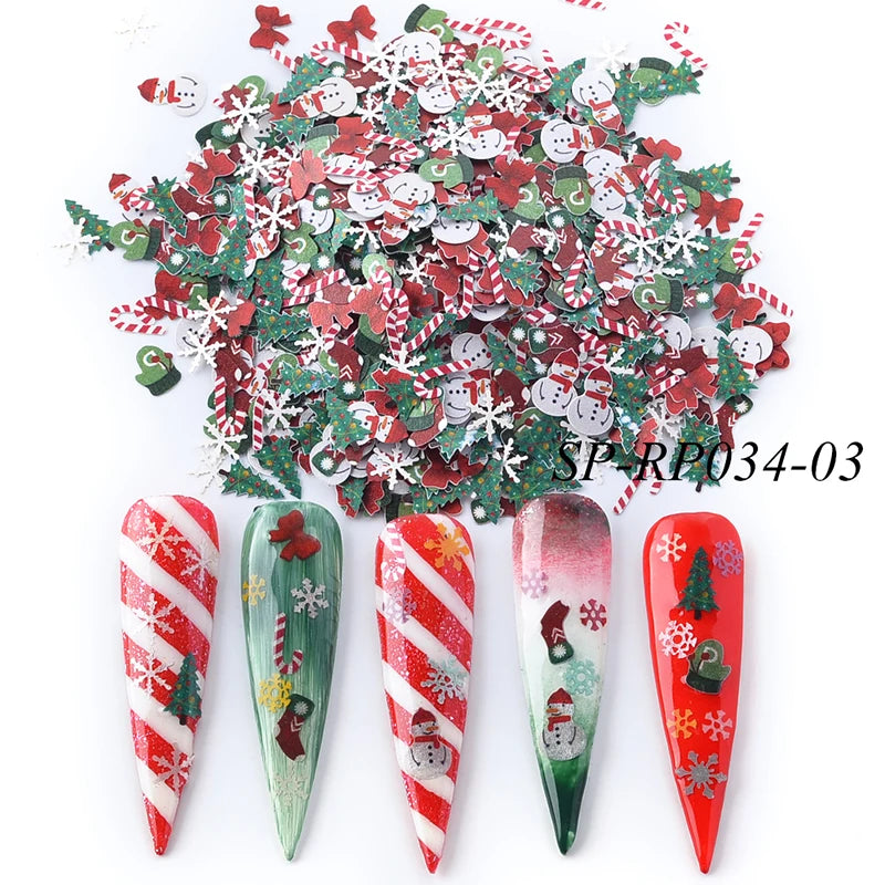 1000pcs Snowflake Nail Charms Christmas Nail Art Polymer Clay Slices Sequin for Finger DIY Design Application