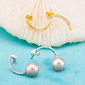 E010866 S925 Pearl Earring 925 Sterling Silver DIY 7-8mm Natural Freshwater Pearl Stud Earring for Women