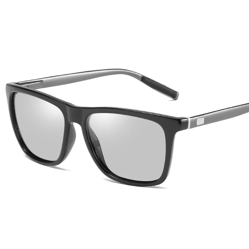 Fashion Driver Sunglasses with Photochromic PC+Alloy Frame and TAC Lens Gray Polarized Anti-Glare UV400 Protection A1387BS