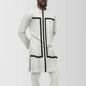 Custom African Ethnic Men's Round Neck Long Sleeve Printed Loose Plus Size Striped Element Men's Party Shirts