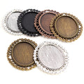 30x40mm Inner Size Vintage Oval Pendant Cabochon Blank Base Bezel Trays Charms DIY Necklace Jewelry Supplies Findings