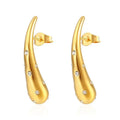 Vintage Stainless Steel 18k Gold Plated Chunky Crystal Rhinestone Water Drop Earrings Thick Teardrop Hoops Earrings Jewelry