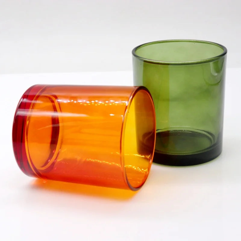 Luxury Custom logo Luxury Glass Candle Jars Package Color Glass Candle Jars with Lids Glass Candle Cup
