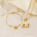 Titanium Steel Heart Shaped Earrings Necklace Bracelet Women Luxury Sweet White Shell Love Heart Luxury Jewelry Set