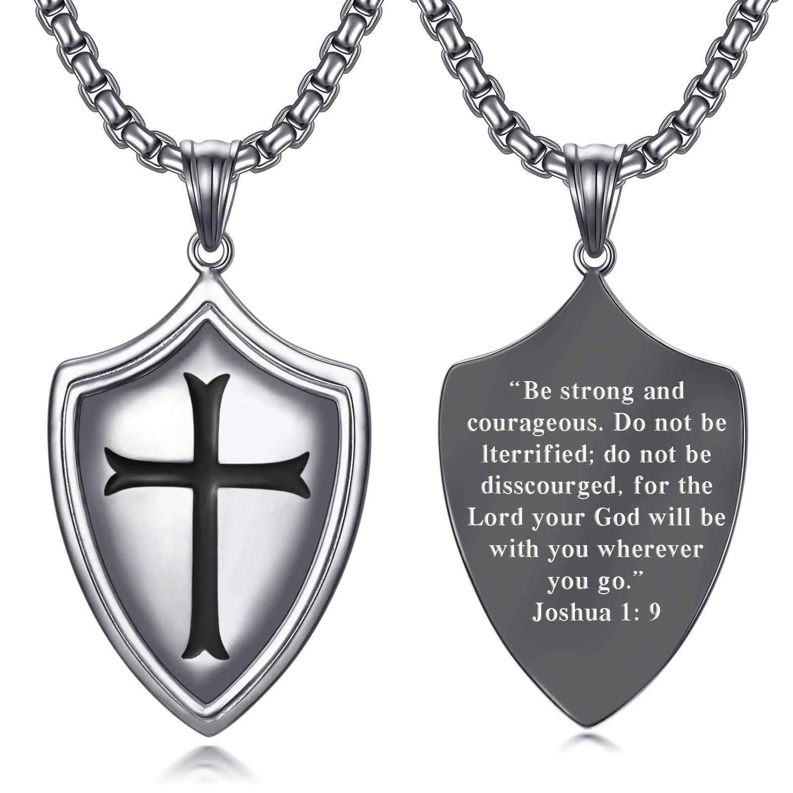 Factory Wholesale 2025 Man Charm 925 Sterling Silver Jewelry Cross Shield Pendant Necklace