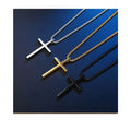 Colar Masculino Stainless Steel Jesus Cross Pendant Necklace Erkek Kolye Black Gold Plated Cross Simple Pendant Couple Necklace