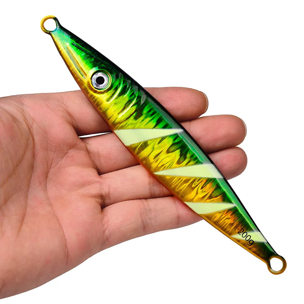 Luminous Lures Sinking 60-200g SaltWater Fishing Jig 5 Color Metals Squid Jig Lure for Marlin Bass & River Trolling Fishing