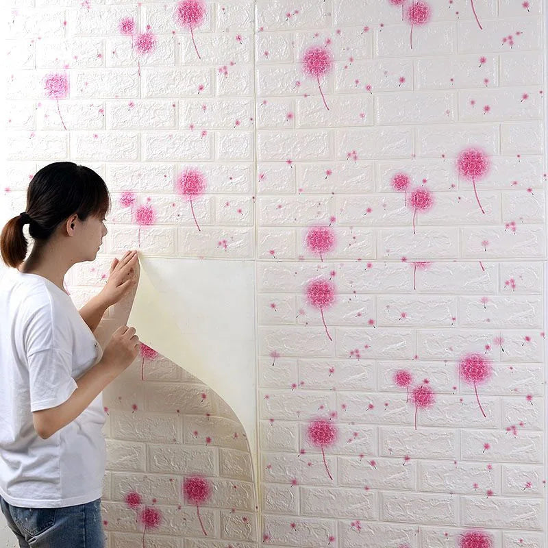 NEW 3D Floral Wall Sticker Waterproof Moisture-proof Fireproof Foam Wallpaper for Warm Children's Room Household Background Wall
