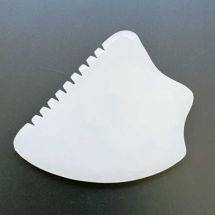 Huiying Arrival White Jade Stone Gem Gua Sha Spiky Shape Plate Scraping Massager