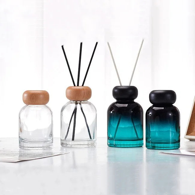 Wholesale Air odour container 100ml 150ml empty transparent green reed diffuser perfume glass bottle