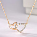 Initial S925 Sterling Silver Double Heart Necklace Luxury Crystal Zircon Heart Pendant Necklace for Women