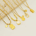 Minimalist 18K Gold Plated Necklace Shell Star Rabbit Gold Bar Necklace Smile Face Stainless Steel Necklace for Women