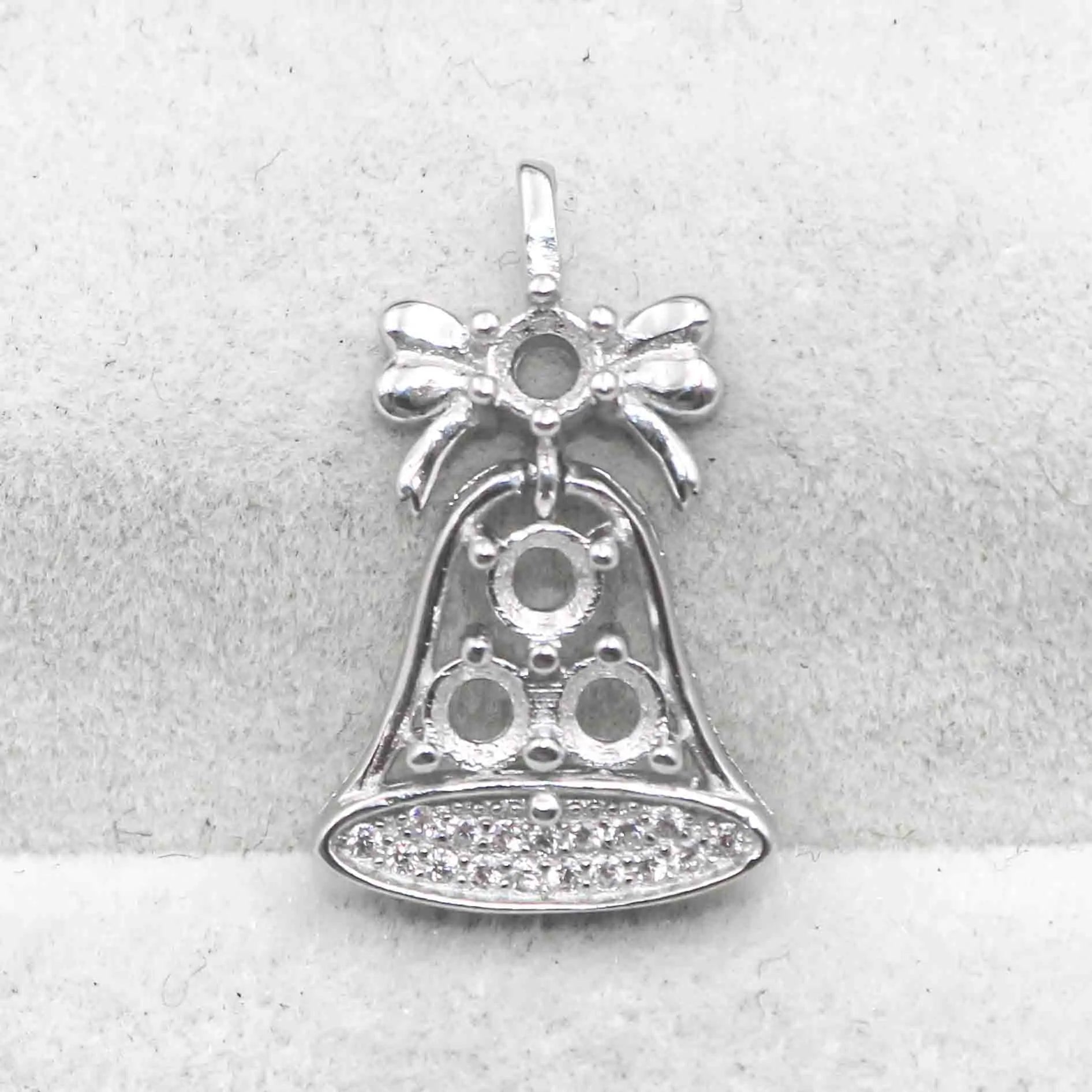 Sterling Silver 3*3mm Semi Mount Pendant Empty Frame Blank Support Setting S925 Base Holder Without Center Stone for DIY Inlay