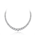 Luxury Full CZ Simulated Diamond Tennis Necklace Big Sterling Silver Cubic Zirconia Classic Style Rhodium Plated