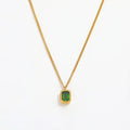 Joolim Jewelry 18K Gold Plated Green Zirconia Pendant Necklace Curb Chain Necklace Trendy Stainless Steel