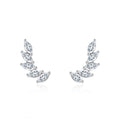 New Fashion Marquise Cut Cubic Zircon Paved 92.5% Sterling Silver Leaf Feather Shape Cheap Stud Earrings for Womens Jewelry