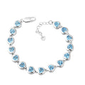 Abiding Custom Fashion 925 Sterling Silver Bracelet Heart Women Sky Blue Topaz Bracelet