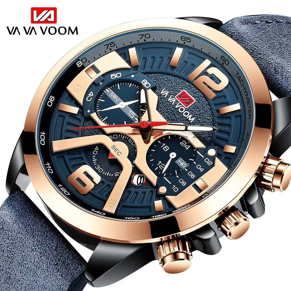 VA VA VOOM Digital Watch 230 Waterproof Casual Leather Quartz Watches Men Wrist Fashion Gift Clock Business Erkek Kol Saati