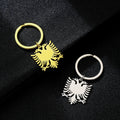 Manufacturer Stainless Steel Albania National Emblem Country Flag Keychain 18K Gold Plated Albanian Flag Map Pendant Key Chain