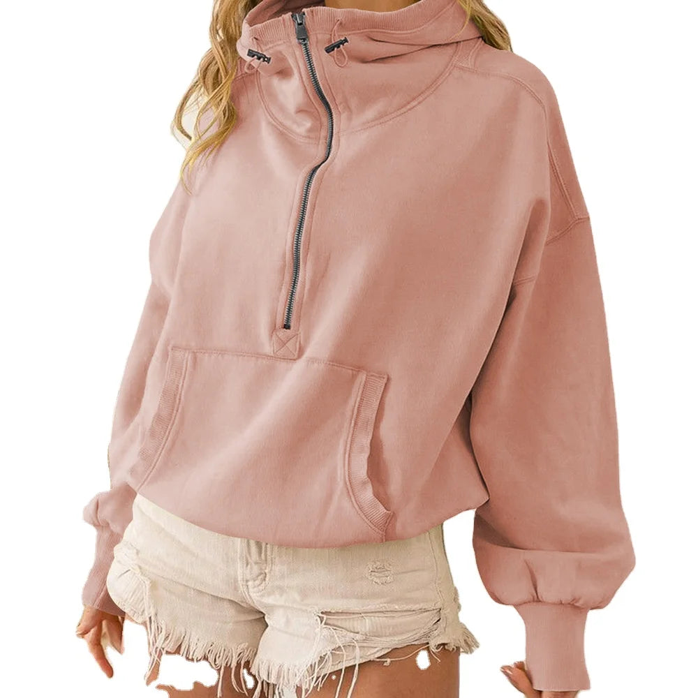 Women Custom logo Zipper up High Quality Hoodies Puff Printing Heavy Weight Blank Rhinestone Plain Hoodie Sweatshirt