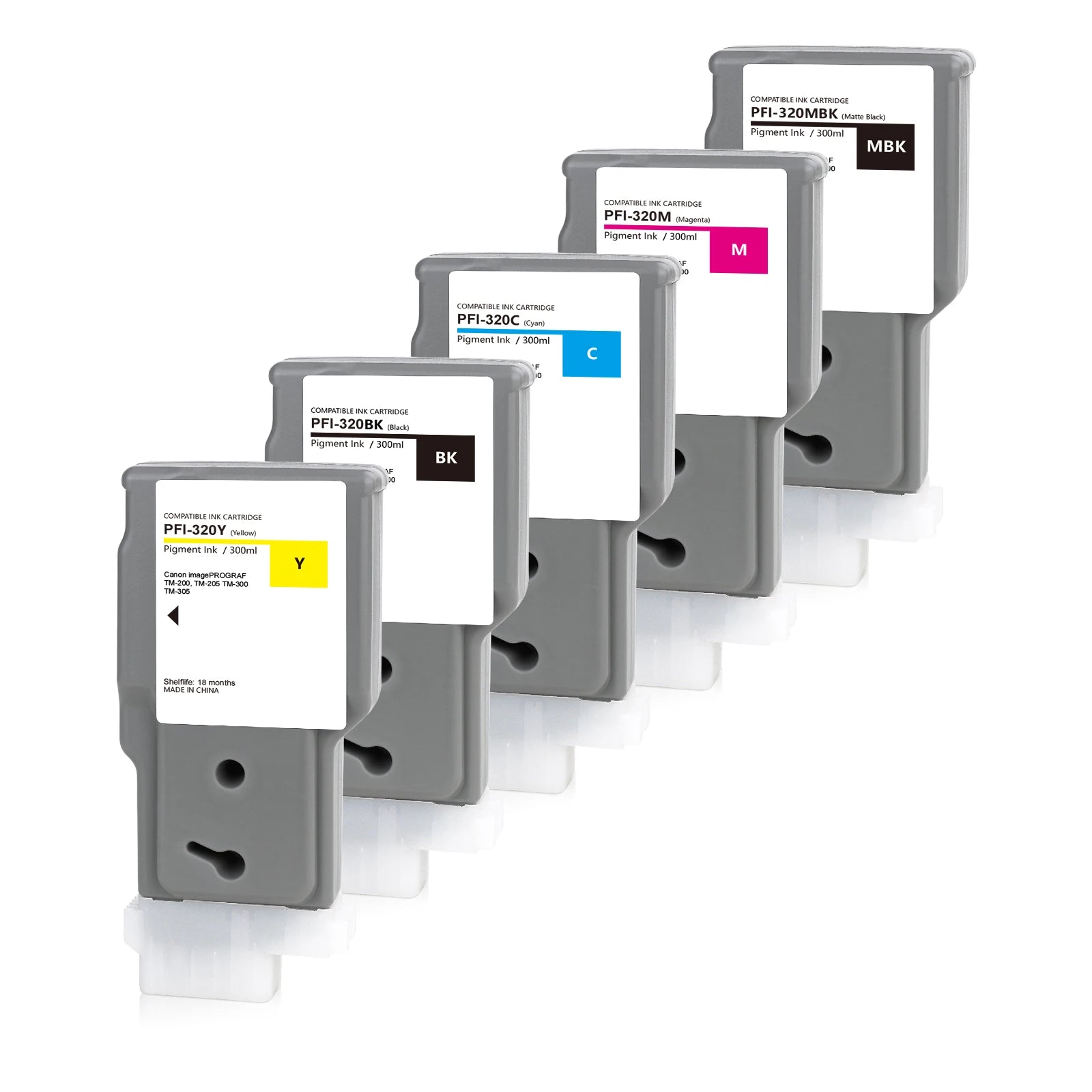 5 Colors 300ml PFI-320 PFI-321 Compatible Ink Cartridge for Canon ImagePROGRAF TM200 TM205 TM300 TM305 Printer