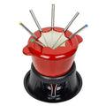 Bright Houseware Wholesale Party Cookware Fondue Set Enamel Camping Pot Fondue Pot Fork Cast Iron High Quality Red Metal