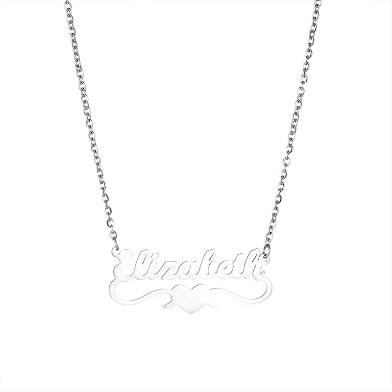 Customized Name Pendant Necklace Choker Necklace Custom Heart Shape Nameplate Women Mama Necklace
