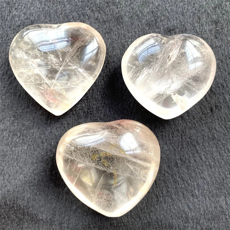 Wholesale Hand Carved Natural Healing Crystal Gemstone Hearts Clear Quartz Heart for Gift Decoration