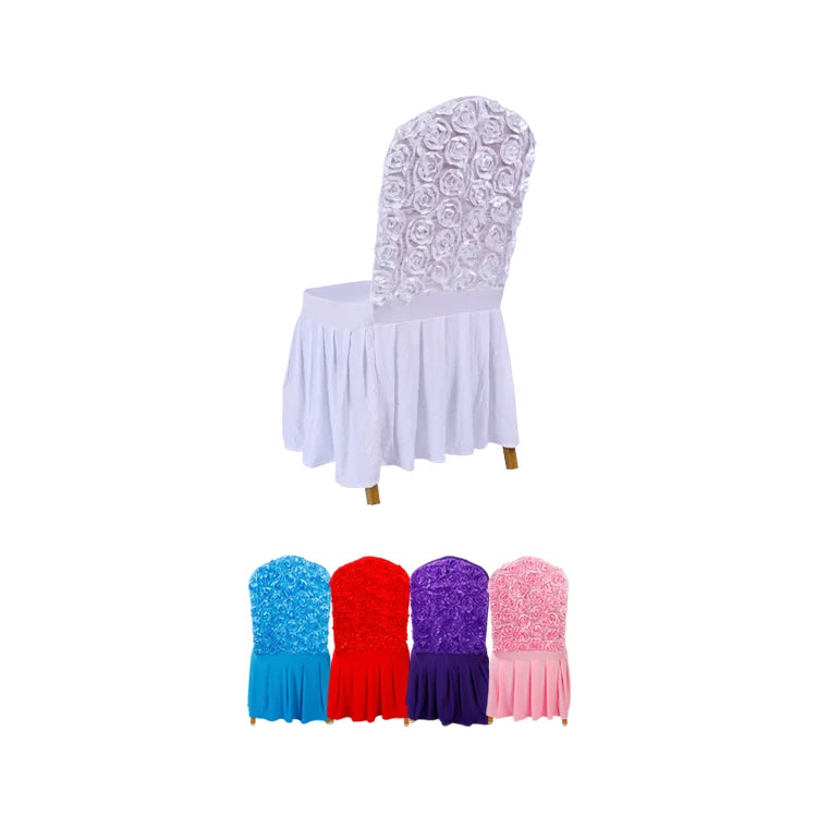 2023 Hot Selling Dining Spandex Rosette Flower Chair Cover  Colorful Chair Slipcovers