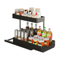 Simple Kitchen Multi-Functional L-Shaped Double Tier Sustainable Modern Water Rack Pull-Out Spice Storage Organizer Plastic