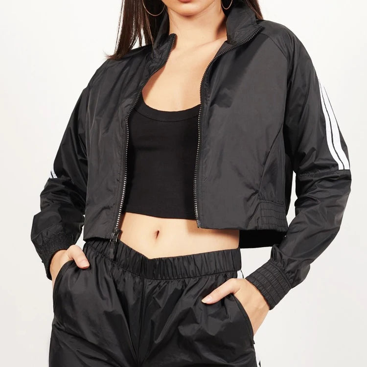 Women's Lightweight 100% Nylon Sports Jacket Zip-up Sleeve Regular Windbreaker Contrast Strip Plus Size Breathable Four-Way
