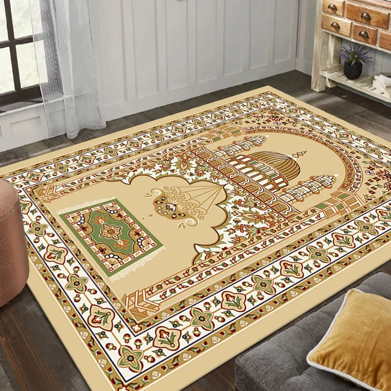 Wholesale Printed Bohemia Muslim Persian Turkish Non-Slip Portable Thick Padded Prayer Rug