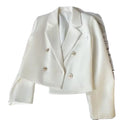 Autumn New Small Stature Temperament Casual Blazer S-3XL Short Suit Jacket with Button Decoration Solid Woven Pattern