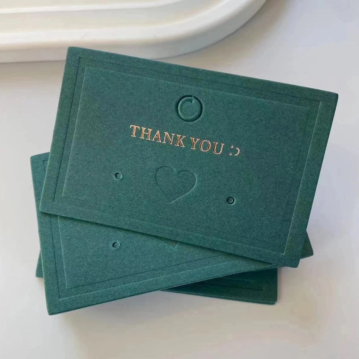Green Textured Paper Jewelry Card Earring Card with Gold Stamping logo Printing