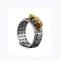 BASUESUN Feng Shui Pixiu Mantra Ring Buddhist Good Luck Peace Happiness Amulet Mantra Double Protection Wealth Love Ring Gift