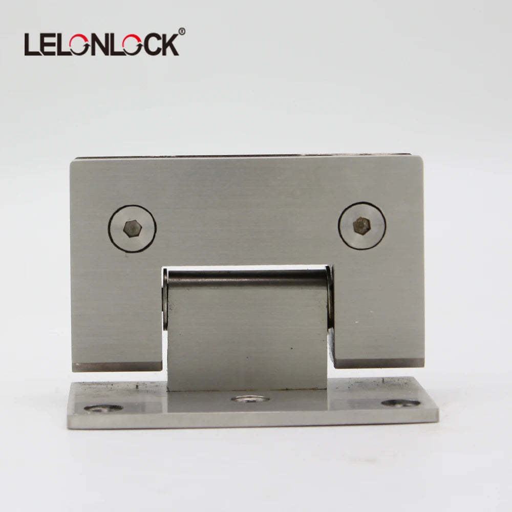 SUS 304 Glass Hinge 90 Degree Brushed Nickel Wall Mount Full Back Plate Standard Glass Clamp