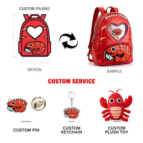 Custom Alternative Fashion Kawaii Anime Character Cosplay Ready Ita Backpack Pin Display Fan Merch Bag PU Leather Construction