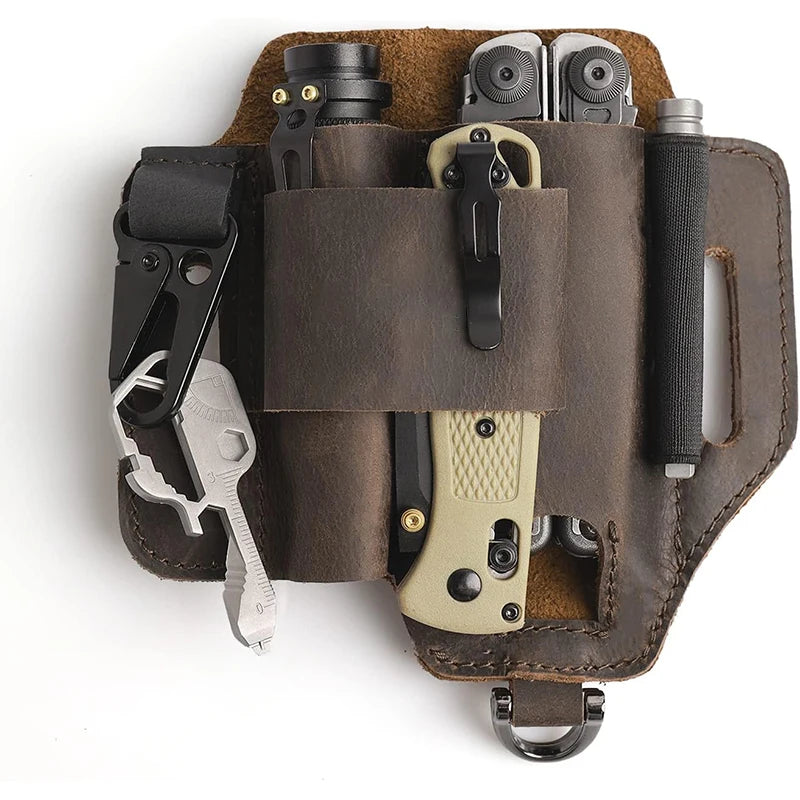 Leather Multitool Sheath EDC Belt Organizer for Work and Daily Use Leather Sheath for Men EDC Pocket Organizer