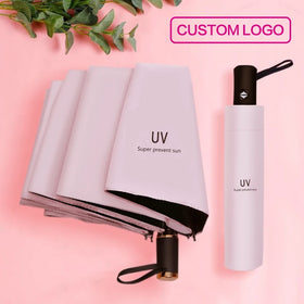 Manual umbrella Custom 3-Fold Travel Folding Umbrella with Logo Printing Manual Control for Adults