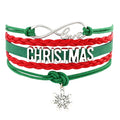 Merry Christmas Gift Sock Santa Claus Snowman Snowflake Christmas Tree Deer Reindeer Heart Charm Handmade Bracelets for Women